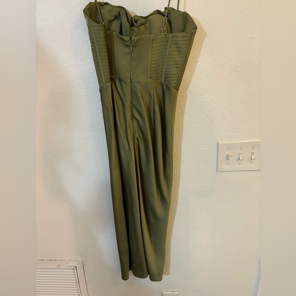 House of CB Olive green Satin Dress - Picture 8 of 8